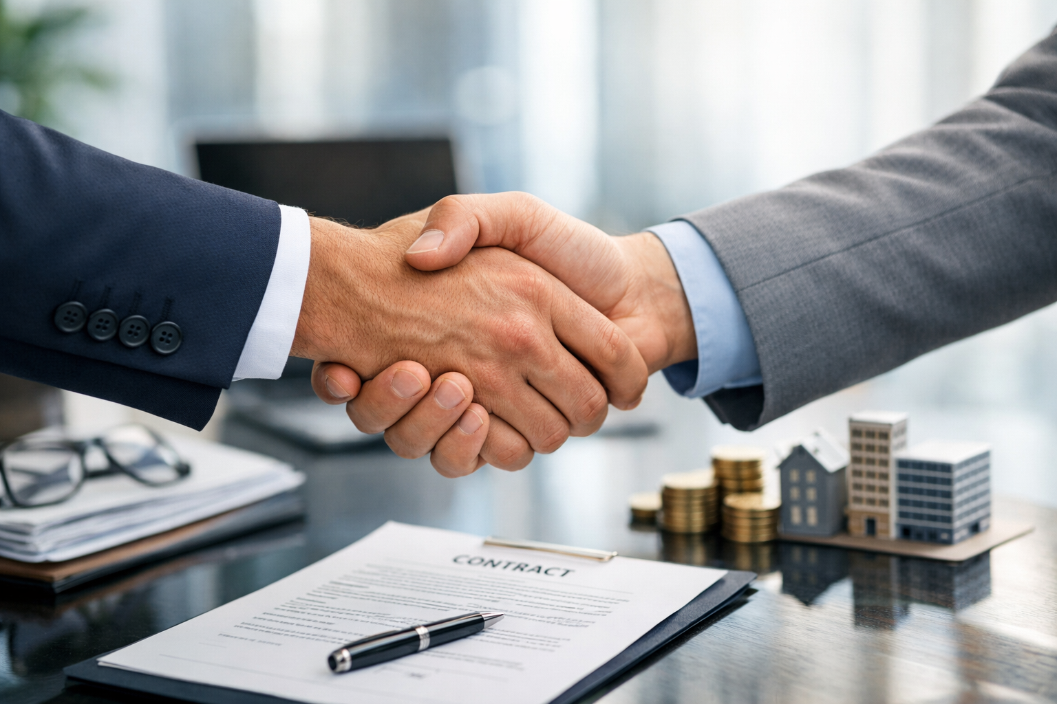 Business partnership handshake